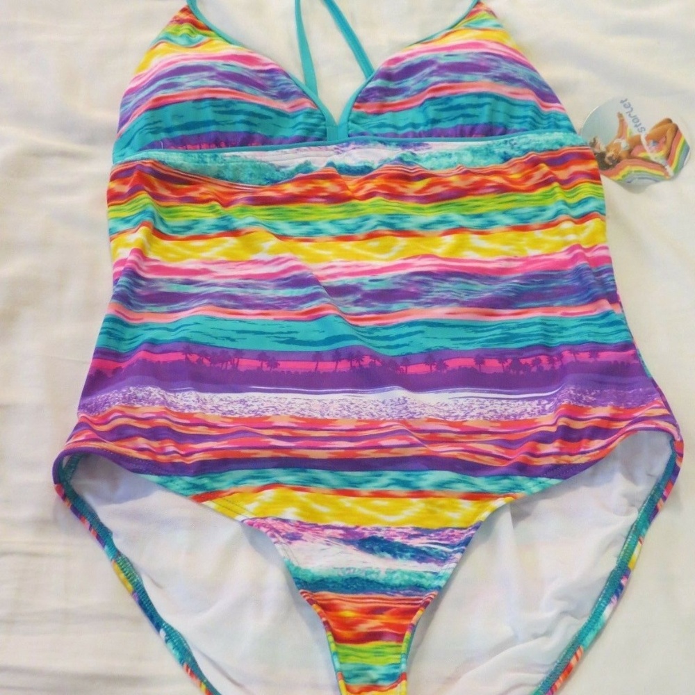 NWT STARLET JUNIORS MULTI-COLOR ONE-PIECE 8 14 16